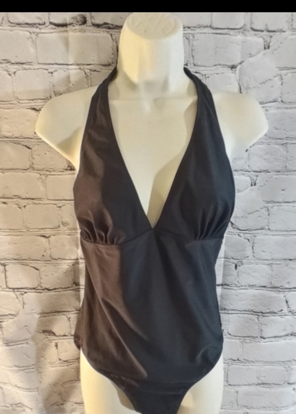 Bitten Sarah Jessica Parker Swim Plunge  V Neck One Piece Low Back One Piece L